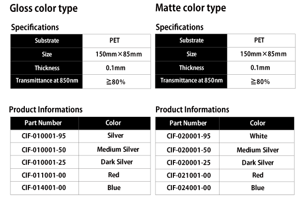 Color IR transmission sheet / White Color IR transmission sheet ｜ TOKAI ...